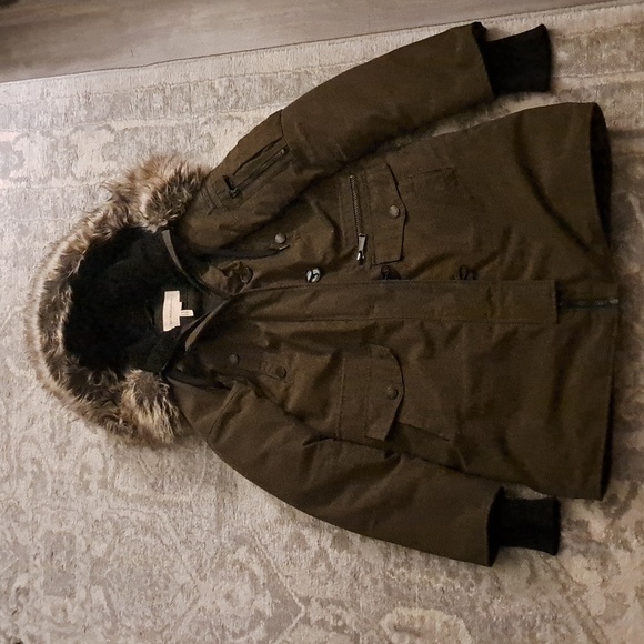 BGBG GENERATION Faux-Fur Trim Hooded Anorak Puffer Coat Size XS - Picture 4 of 8